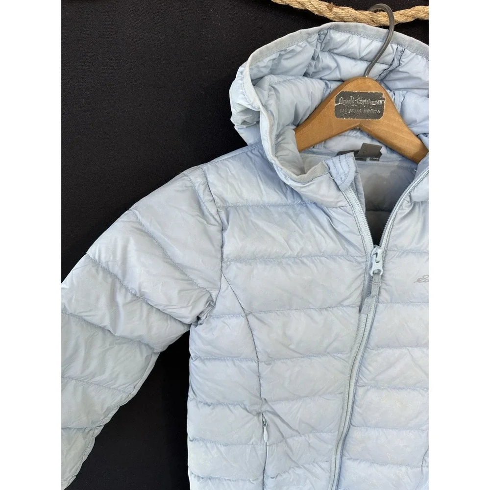 Eddie Bauer Kid's Down Jacket Hooded Blue Lightweight Sz XXS / 4